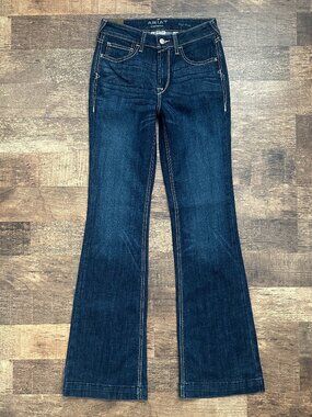⭐LN - ARIAT “ELLA” HIGH RISE SLIM WIDE LEG DENIM JEANS in Dark Wash, size 26R⭐